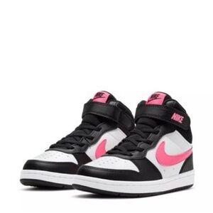 Nike Court Borough Mid 2 Sneaker- Black/Pink/White- Size 7Y